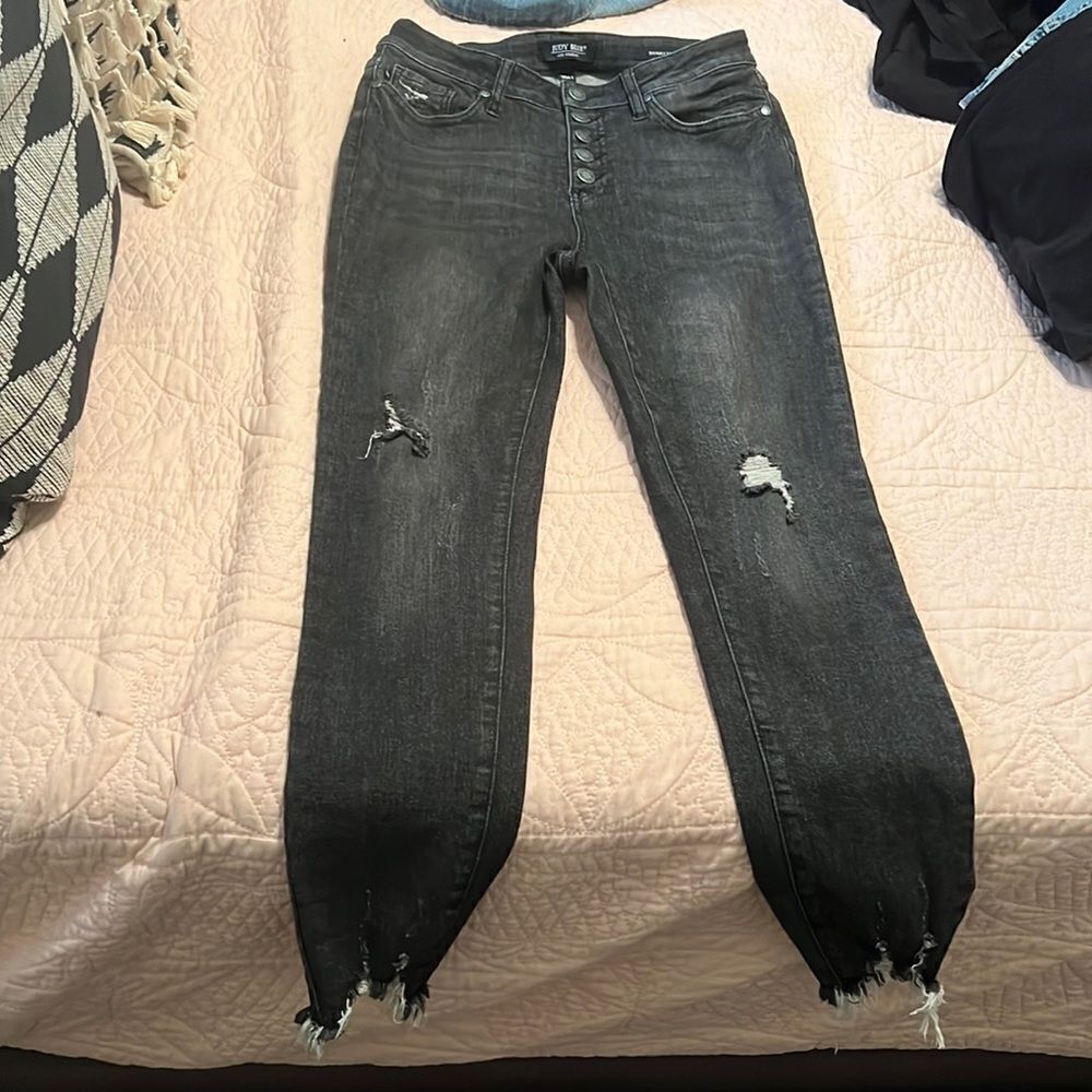 Judy Blue Distressed Black High waist Button-up jeans